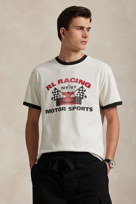 Polo Ralph Lauren t-shirt Ssteeclsm1 Short Sleeve nadruk biały 710972335