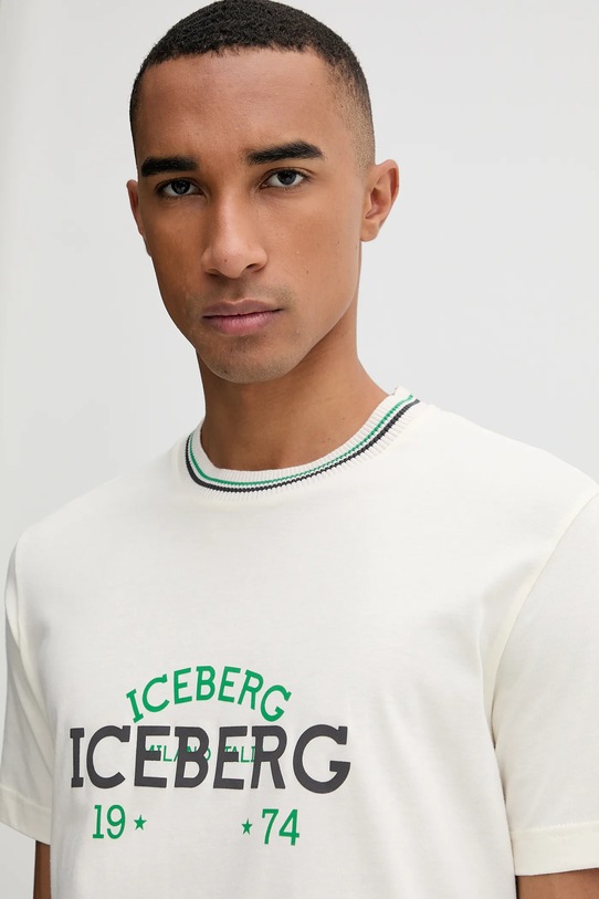 Iceberg t-shirt bawełniany beżowy F010.6325