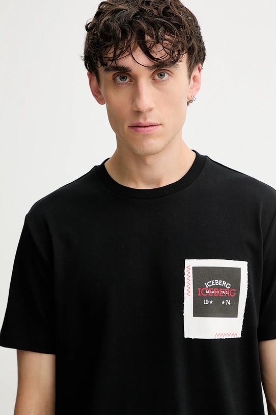 Iceberg t-shirt bawełniany czarny F042.6304
