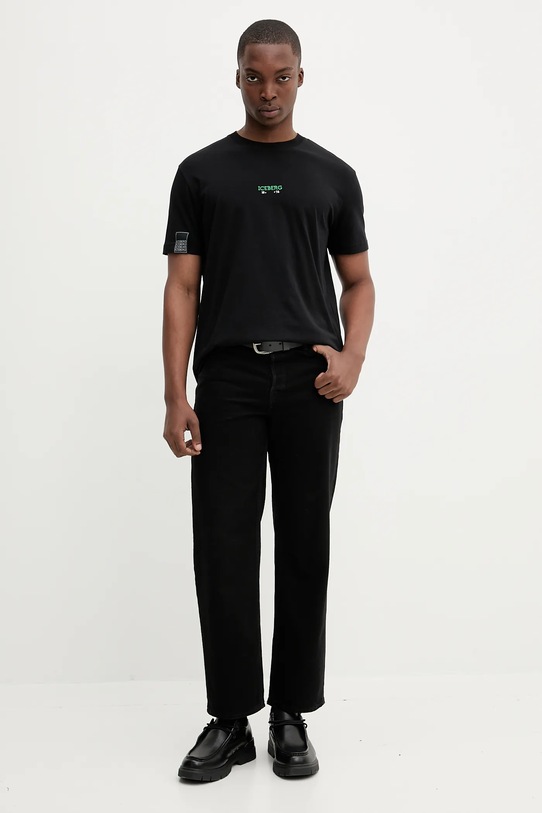 Iceberg t-shirt bawełniany F049.6325 czarny AW25