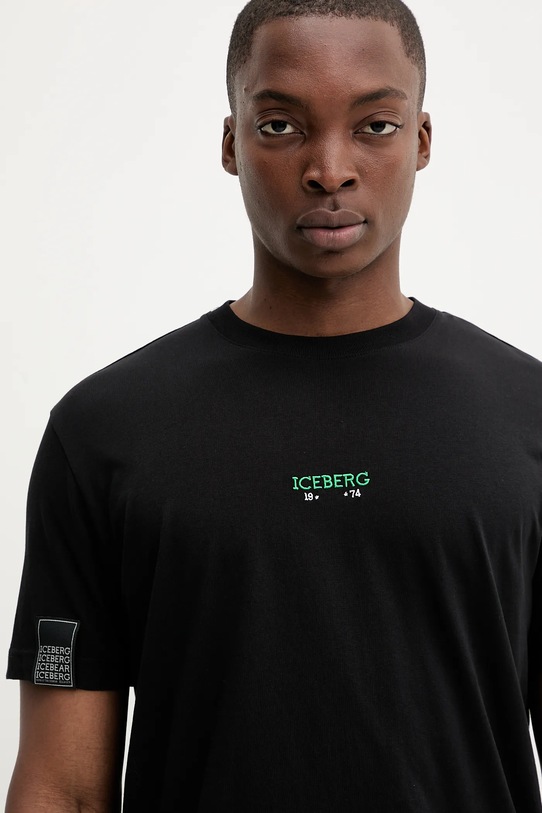 Iceberg t-shirt bawełniany czarny F049.6325