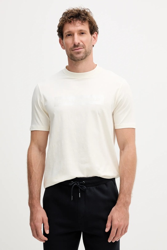 Karl Lagerfeld t-shirt z elastanem beżowy 554221.755035
