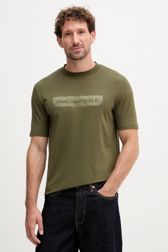 Karl Lagerfeld t-shirt z elastanem zielony 554221.755035