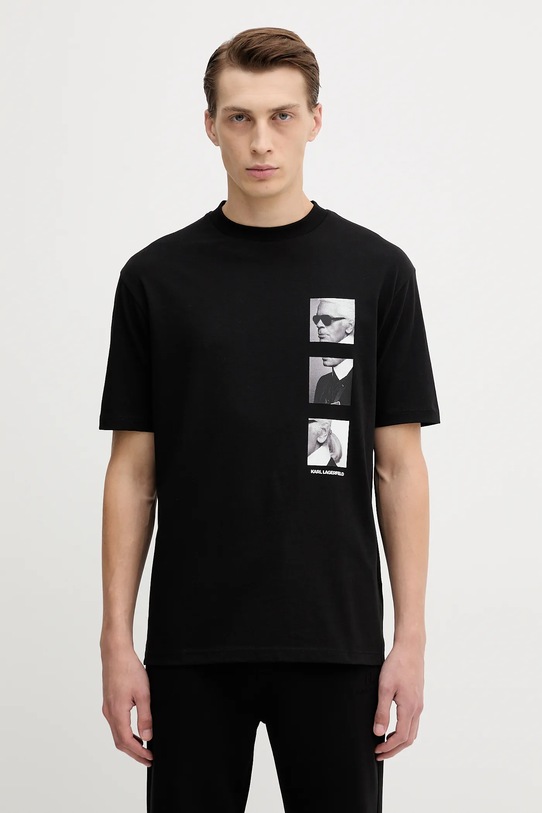 Βαμβακερό μπλουζάκι Karl Lagerfeld βαμβάκι μαύρο 554225.755139