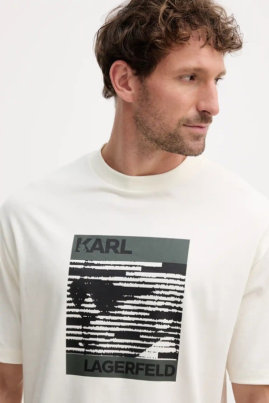 Bavlněné tričko Karl Lagerfeld béžová 554225.755131