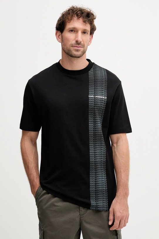 Karl Lagerfeld t-shirt bawełniany nadruk czarny 554225.755143