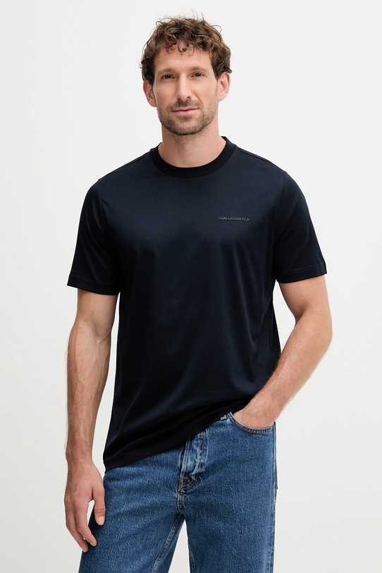 Karl Lagerfeld t-shirt bawełniany bawełna granatowy 554200.755002