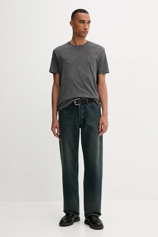 Хлопковая футболка AllSaints SAKA M016JC серый AW25