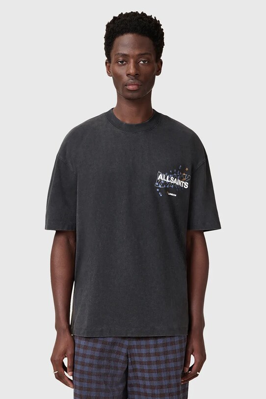 Bavlnené tričko AllSaints WAVY čierna M063PC