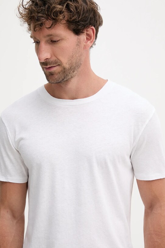 Frescobol Carioca t-shirt z domieszką lnu biały 1573.01