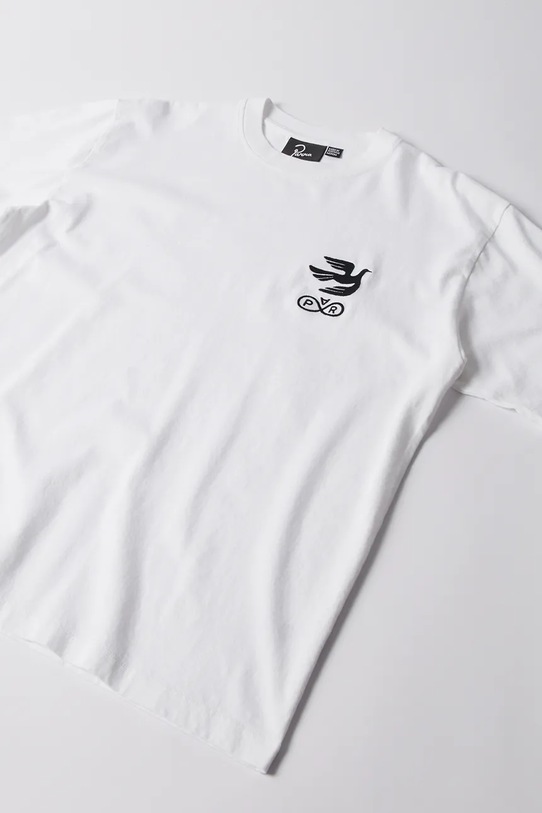 by Parra t-shirt bawełniany Infinite bird logo bawełna biały 54215