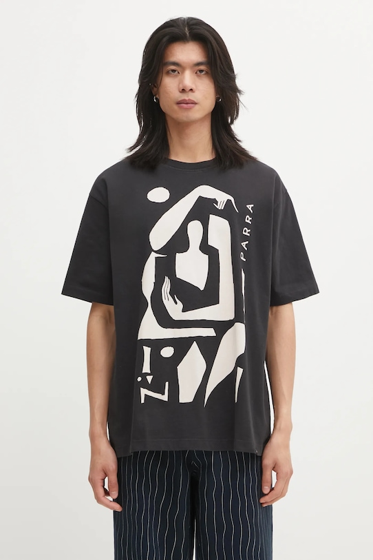 by Parra cotton t-shirt Detached regular black 54411.