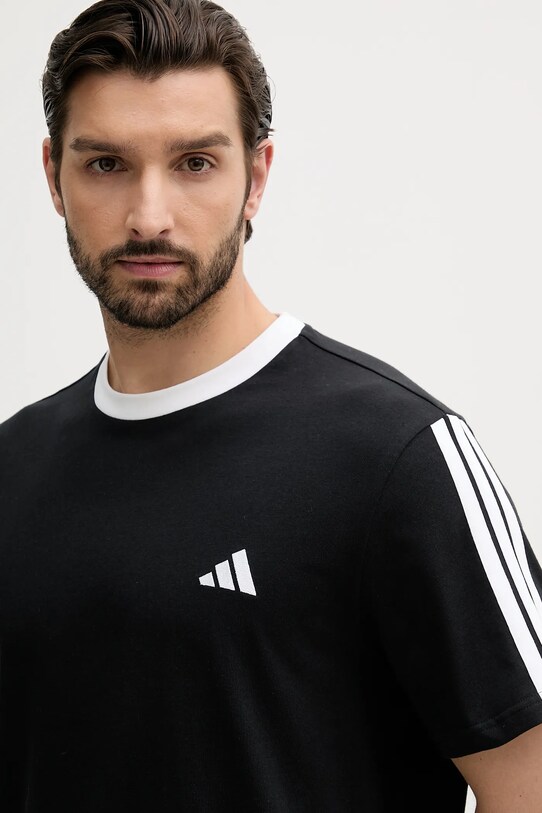 adidas t-shirt in cotone Essentials 3-stripes nero JV6762