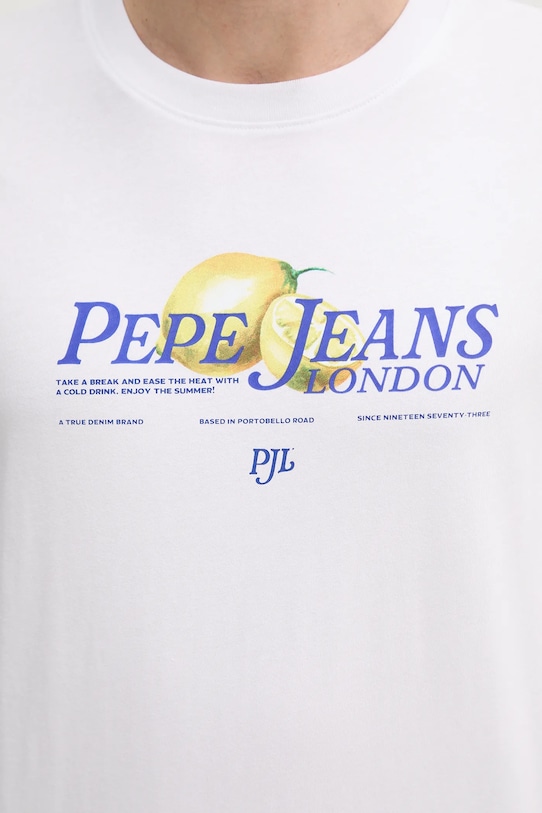 Βαμβακερό μπλουζάκι Pepe Jeans PM509964 λευκό