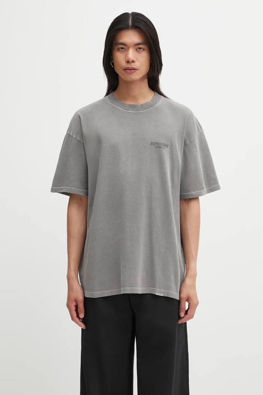 Represent tricou din bumbac Owners Club print gri OCM41114