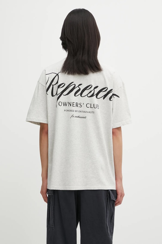 Represent t-shirt bawełniany Owners Club Script nadruk szary OCM41201