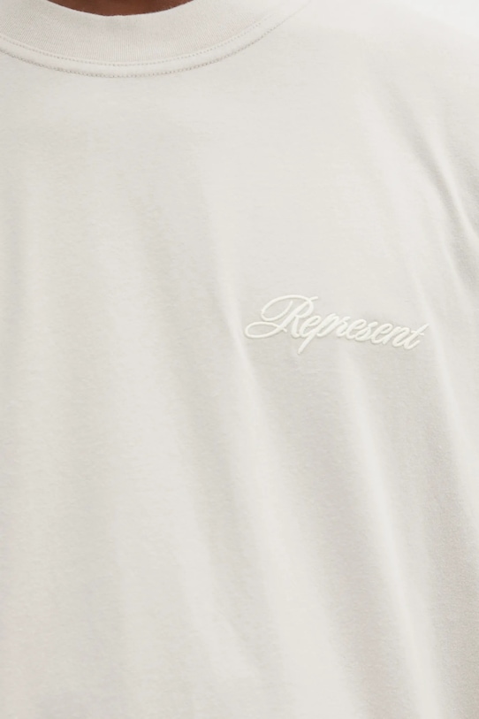 Represent t-shirt bawełniany Script Logo beżowy MLM100026