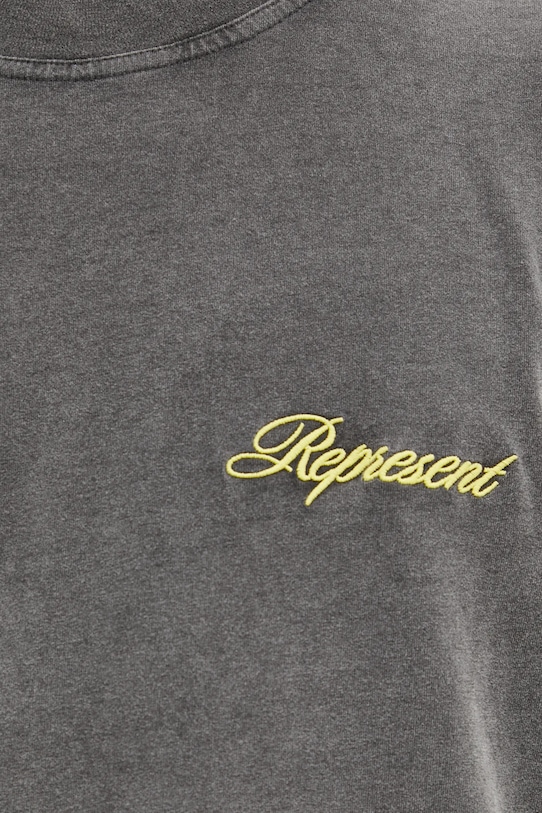 Represent t-shirt bawełniany Script Logo szary MLM100026