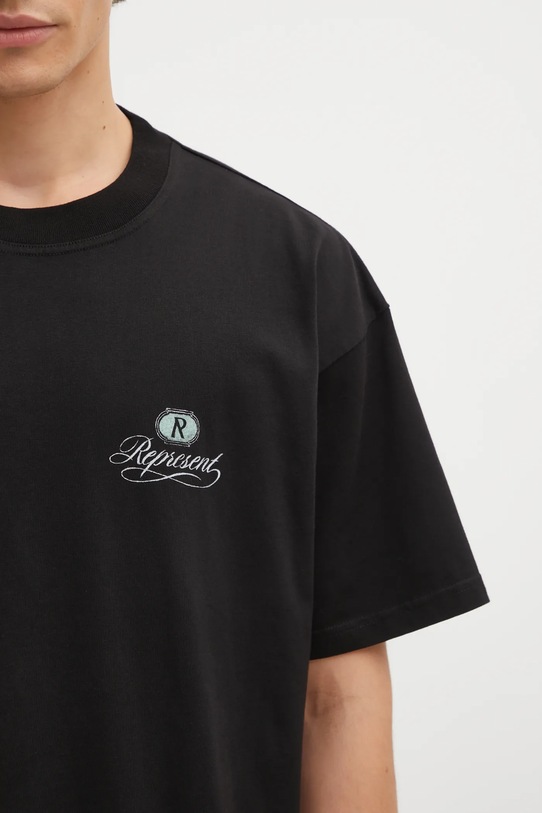 Represent t-shirt bawełniany Grand Vintage Hand Drawn czarny MLM100450