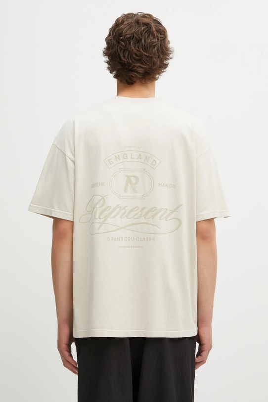 Represent t-shirt bawełniany Grand Vintage nadruk beżowy MLM100280
