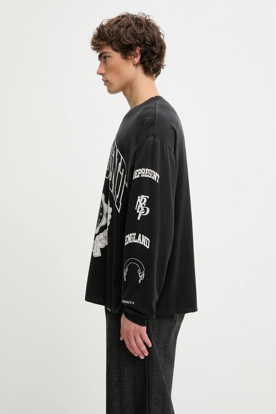 Represent longsleeve bawełniany Legacy Crest MLM100371 czarny AW25