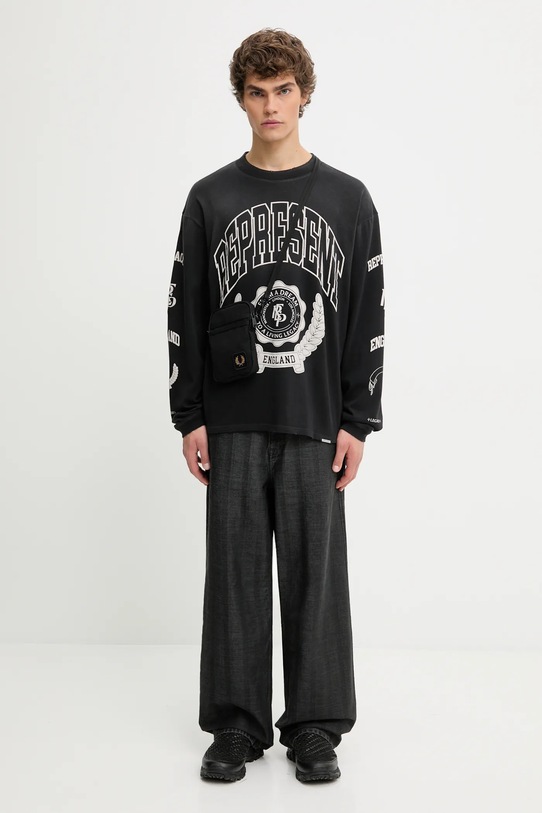 Represent longsleeve bawełniany Legacy Crest MLM100371 czarny