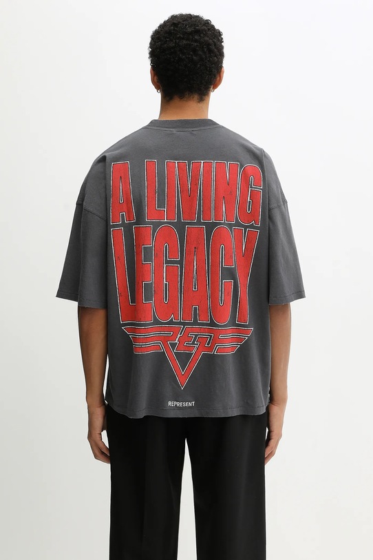 Odzież Represent t-shirt dwustronny Reversible Living Legacy Falcon MLM100679 szary