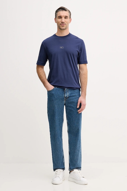 Sisley t-shirt bawełniany 3I1XS104O granatowy AW25