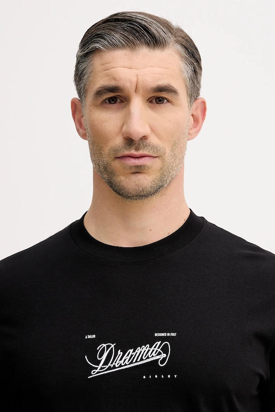 Sisley t-shirt bawełniany czarny 3I1XS104O