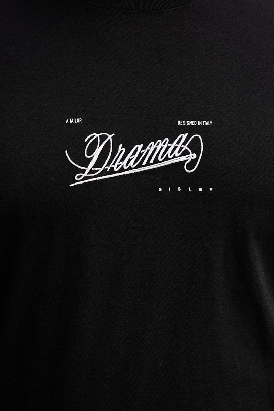 Sisley t-shirt bawełniany 3I1XS104O czarny