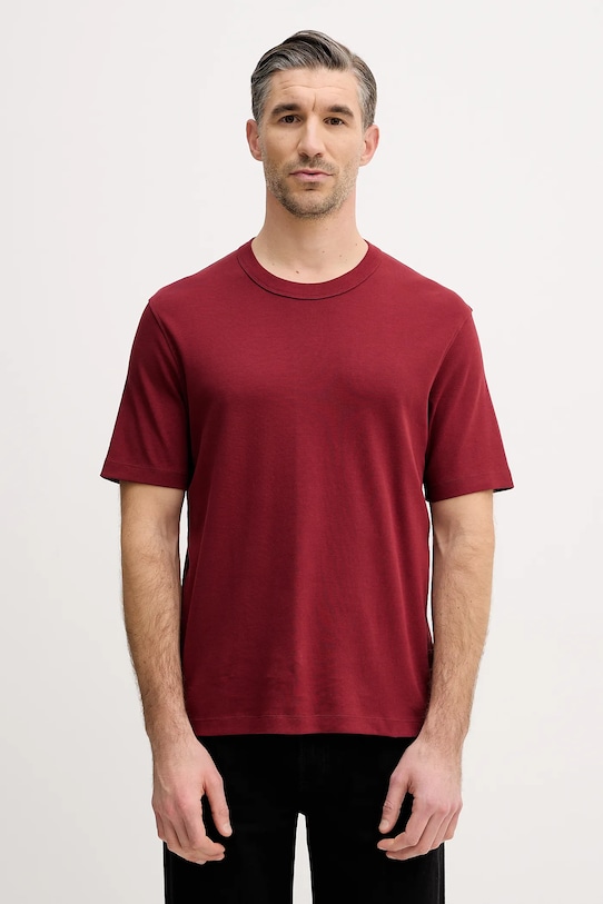 Sisley t-shirt bawełniany bawełna bordowy 3YNVS104Q