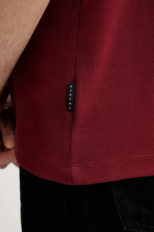 Sisley t-shirt bawełniany 3YNVS104Q bordowy