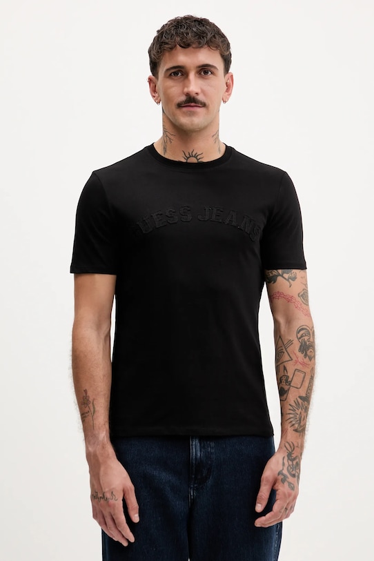 Бавовняна футболка Guess Jeans regular чорний M5YI05.K8HM0