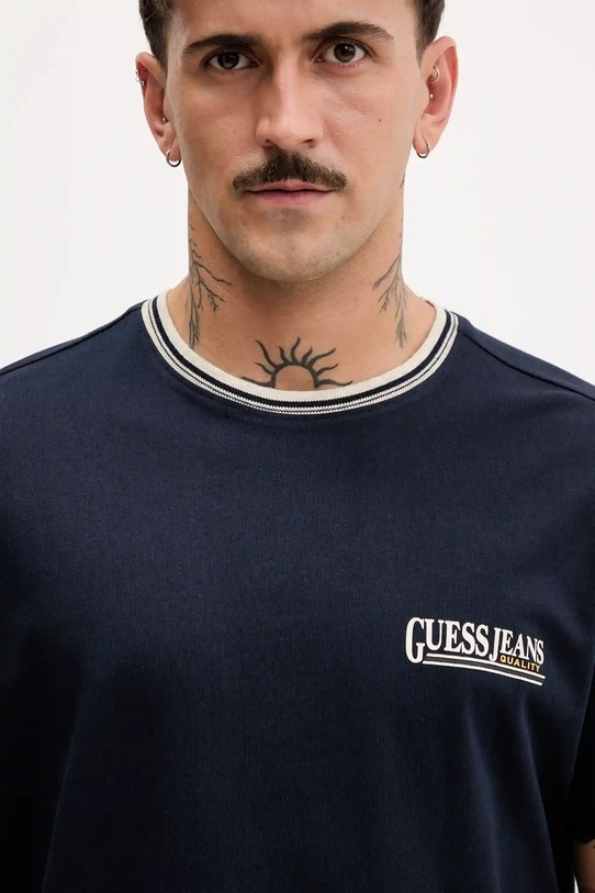 Bombažna kratka majica Guess Jeans mornarsko modra M5YI09.K8FQ4
