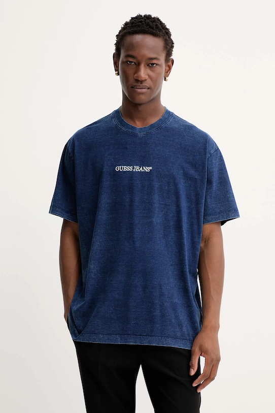 Guess Jeans tricou din bumbac model fin bleumarin M5YI11.KCTG1