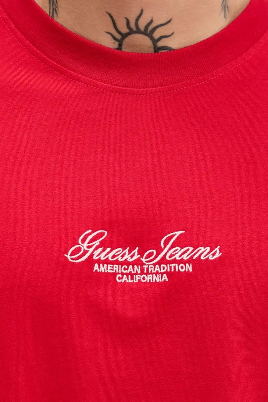Βαμβακερό μπλουζάκι Guess Jeans κόκκινο M5YI61.K8FQ4