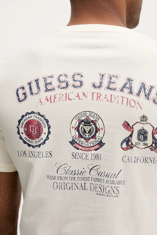 Βαμβακερό μπλουζάκι Guess Jeans M5YI04.K8HM0 μπεζ
