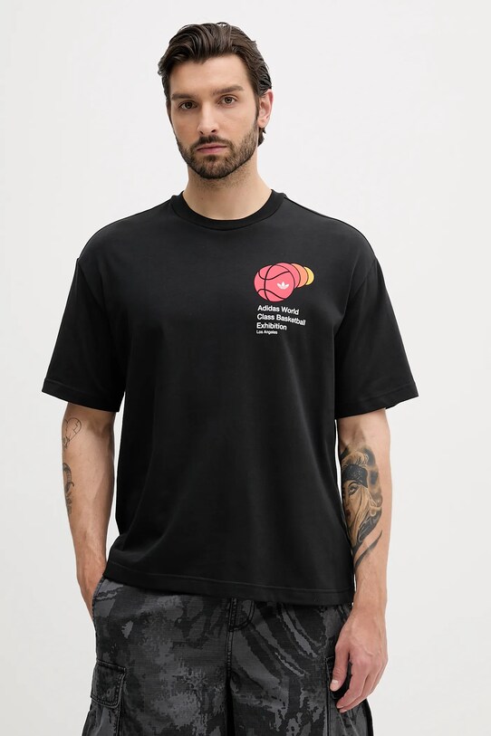 adidas Originals tricou World Class Tee print negru JM9955
