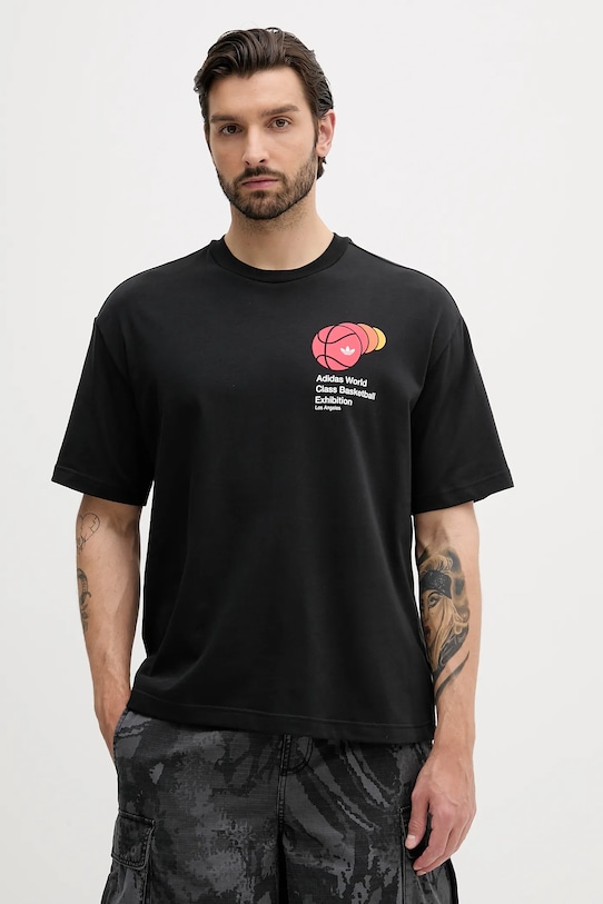 adidas Originals tricou World Class Tee print negru JM9955