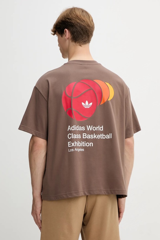 Тениска adidas Originals World Class Tee свободна кафяв JM9956