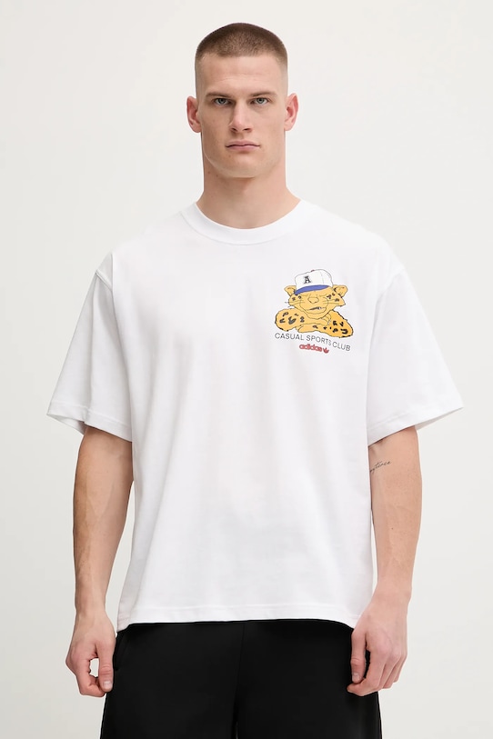 adidas Originals tricou din bumbac Graphic Os Ss T print alb JW0158