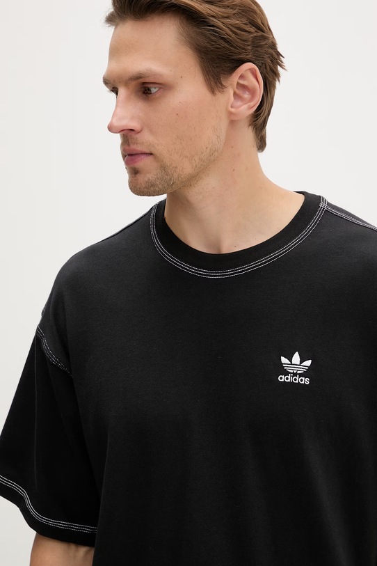 adidas Originals tricou basic bărbătesc din bumbac Essentials negru JW0971