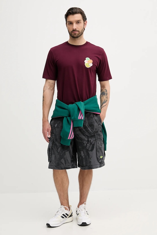 adidas Originals tricou din bumbac Graphic Lo Ss T JW2976 burgundia AW25
