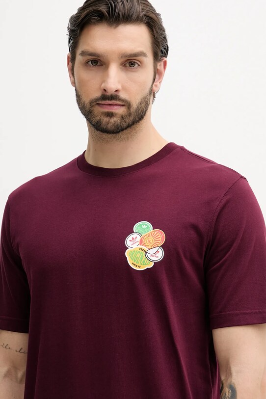 adidas Originals tricou din bumbac Graphic Lo Ss T burgundia JW2976