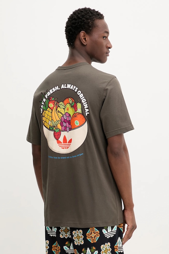 Хлопковая футболка adidas Originals Graphic Lo Ss T хлопок зелёный JW2977