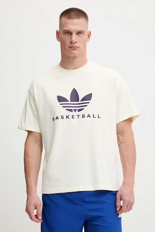 adidas Originals tricou Originals Basketball Courtside Tee print bej JW6640