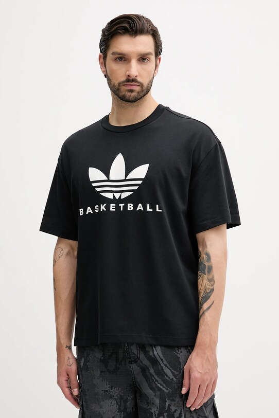 adidas Originals t-shirt Originals Basketball Courtside Tee nyomtatásos fekete JW6641