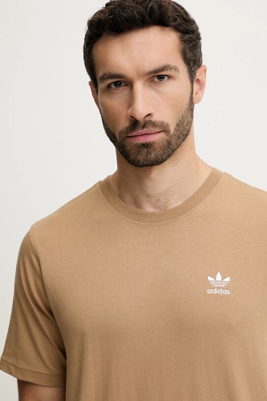 Bavlněné tričko adidas Originals Trefoil Essential hnědá JX2824