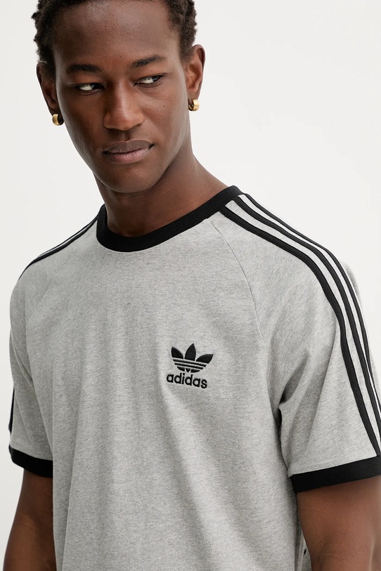adidas Originals pamut póló 3-Stripes szürke JY1369