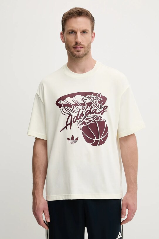 adidas Originals t-shirt Hot Shot Tee nyomtatásos bézs JY3651
